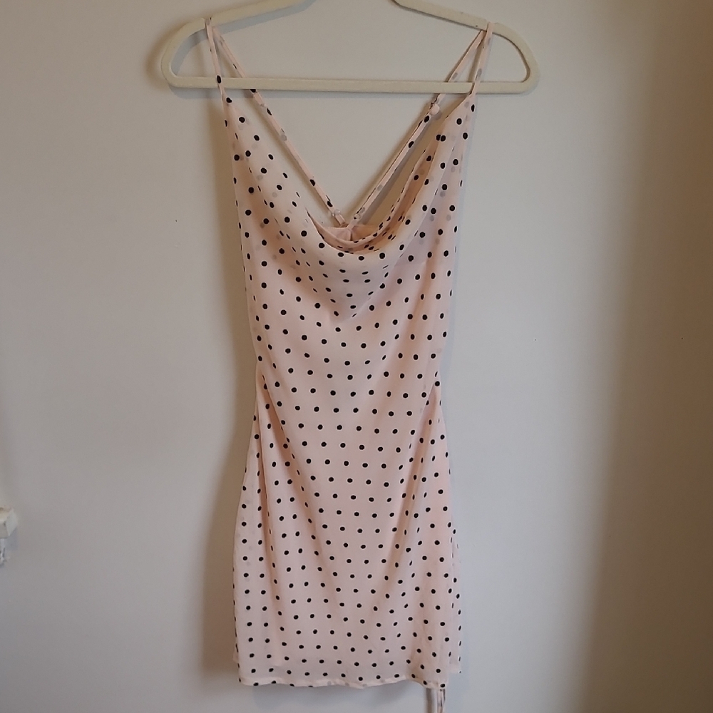 Pink Polka Dot Cowl Neck Slip Dress By Nasty Gal